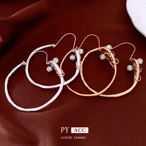 Irregular Hoop Earrings Alloy Rhinestone Pave Ball With 925 Sterling Silver Earring Post Vintage Trendy For Women