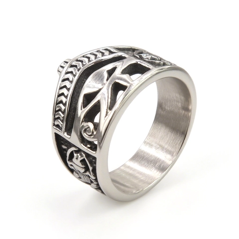 Anello Croce Ankh Occhio Di Horus Acciaio Inossidabile Simbolo Egiziano Retro Gioielli Per Uomini
