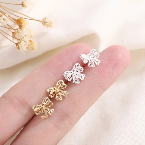 Hollow Bowknot Stud Earrings With Copper Earring Post Simple Elegant Heart Pattern Design For Women Daily Jewelry