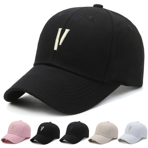 Cappello Da Baseball In Cotone Con Ricamo Lettera V Fibbia Metallo Regolabile Cappello Da Sole Streetwear Casual Esterno Uomo Donna