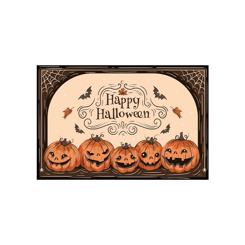 Halloween Doormat Entrance Floor Mat Polyester Crystal Velvet Pumpkin Bat Design Non Slip For Home Party Decoration