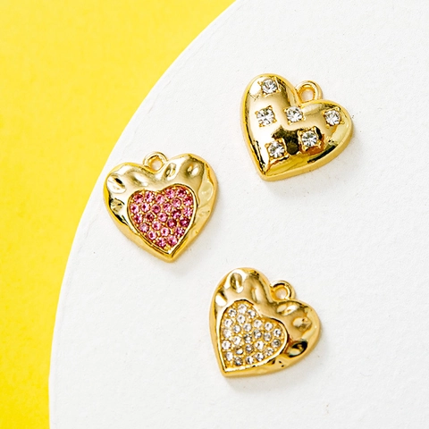 Dijes De Corazón De Aleación Con Pedrería Colgantes Incrustados Brillantes Para Hacer Joyas De Bricolaje Pulseras Accesorios