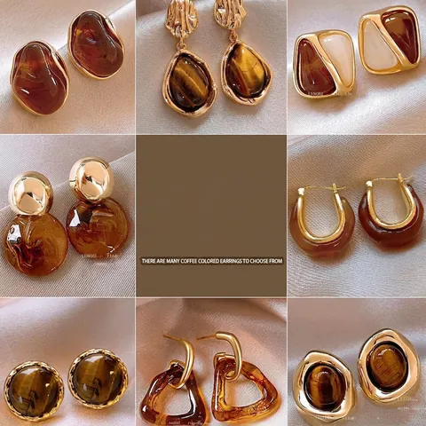 Vintage Maillard Harz Ohrstecker Mit 925 Sterling Silber Stecker 18K Vergoldet Unregelmäßig Geometrisch Für Damen