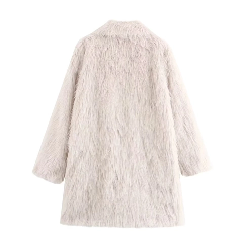 Women Faux Fur Coat Fluffy Artificial Fur Jacket Warm Lapel Long Sleeve Elegant Autumn Winter Short Casual Outerwear