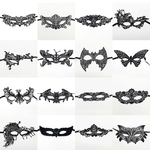 Sexy Black Lace Masquerade Mask Hollow Out Eye Mask For Women Halloween Party Carnival Costume Mysterious Gothic Styles