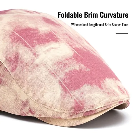 Men Retro Tie-Dye Flat Cap Cotton Breathable Adjustable British Style Vintage Ivy Beret Sun Hat Outdoor Accessory