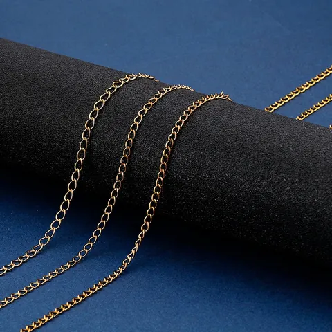 Minimalist Stainless Steel Curb Chain Necklace Gold Plated Simple Link Chain For Men Women Unisex Jewelry