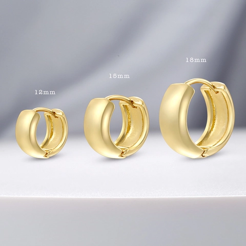 Orecchini A Cerchio Chunky Rame Lucidato Placcato Oro 18K Minimalista Lisci Tondi Huggies Gioielli Di Moda Da Donna