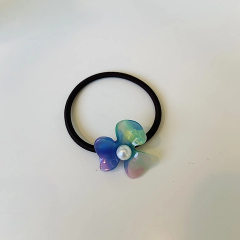 Floral Hair Ties Acetate Resin Three Petal Flower Faux Artificial Pearl Elastic Hair Bands Elegant Korean Style Ponytail Holders