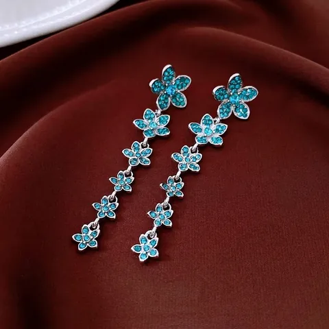 Vintage Bloem Drop Oorbellen Voor Vrouwen Luxe Zirkoon Kwastje Hangen Elegante Sieraden Met 925 Sterling Zilveren Oorsteker
