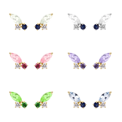 Vlinder Oorknopjes Met 925 Sterling Zilveren Oorknopjes Koper Kleurrijke Zirkonia Elegante Sieraden Voor Dames