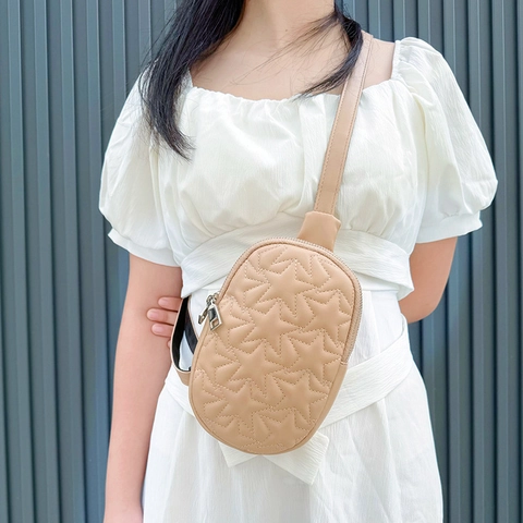 Star Quilted PU Leather Chest Bag For Women Trendy Korean Style Fashion Waist Pack With Adjustable Strap For Travel