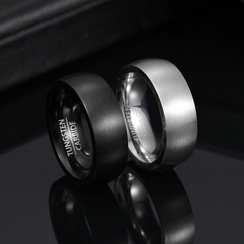 Herren Bandring Wolframcarbid Matt Gebürstet Minimalistischer Modeschmuck Unisex
