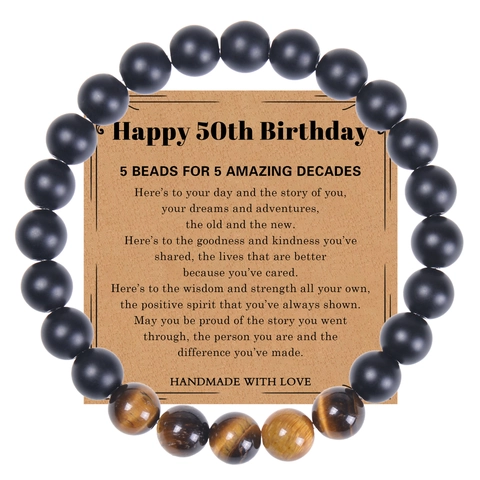 Natural Tiger Eye Matte Stone Beaded Bracelet Volcanic Lava Rock Handmade Natural Stone Bracelet Milestone Birthday Gift