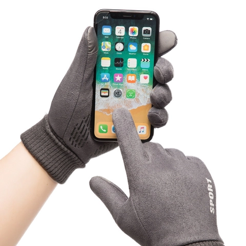 Winter Cycling Gloves Suede Warm Thickened Windproof Touchscreen Non-slip Outdoor Sports For Men And Women