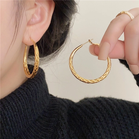 Orecchini A Cerchio Con Trama Intrecciata Vintage Con Perno In Argento Sterling 925 Retrò Geometrico Rotondo Dorato Da Donna