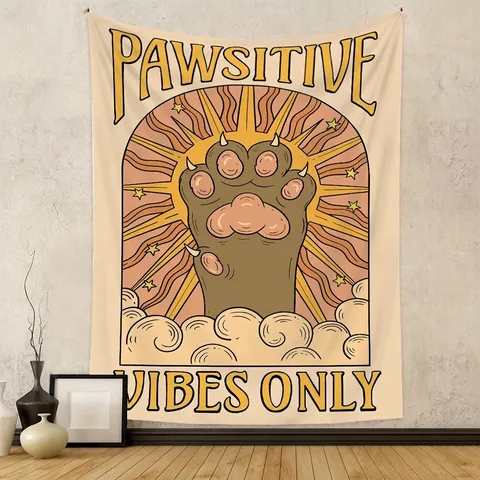 Cat Tarot Card Tapestry Wall Hanging Polyester Fabric Mystic Astrology Bohemian Decor For Bedroom Living Room Background