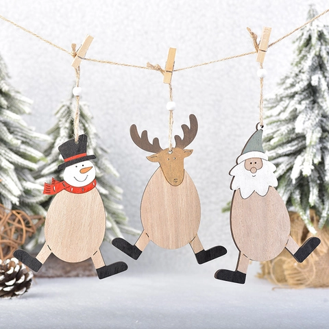 Decorazioni Pendenti In Legno Albero Natale Cartone Animato Babbo Natale Pupazzo Di Neve Renna Decorazione Festa Pendente