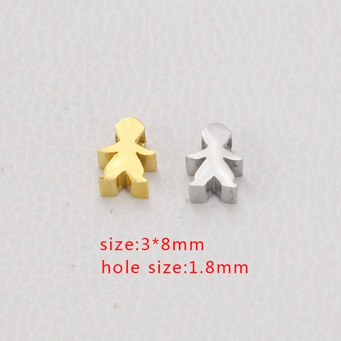 Cuentas De Agujero Pequeño Figura De Niña Dibujos Animados Acero Inoxidable Pulido Espejo Accesorios Joyería DIY Pulseras Collares