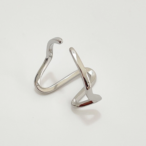 Anello Ondulato Intrecciato In Argento Sterling 925 Minimalista Geometrico Irregolare Aperto Regolabile Donna