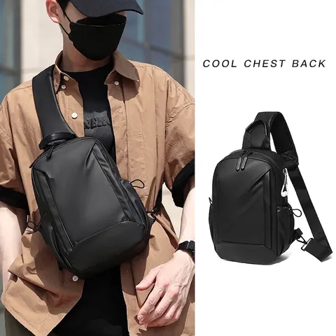 Herren Brusttasche Wasserdicht Filmbeschichtet Crossbody Motorrad Sling Umhängetasche Große Kapazität Lässig