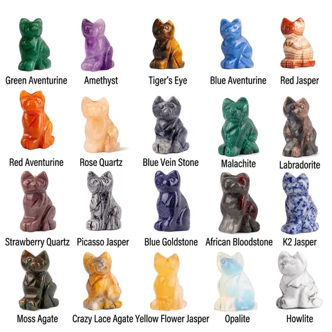 Katzenfigur Handgeschnitzt Natürlicher Kristall Edelstein Mini Polierte Tierstatue Schreibtisch Ornament Dekoration