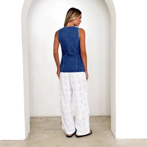 Gilet Di Jeans Donna Girocollo Senza Maniche Vestibilità Slim Gilet Monopetto Retro Giacca Lavata Top