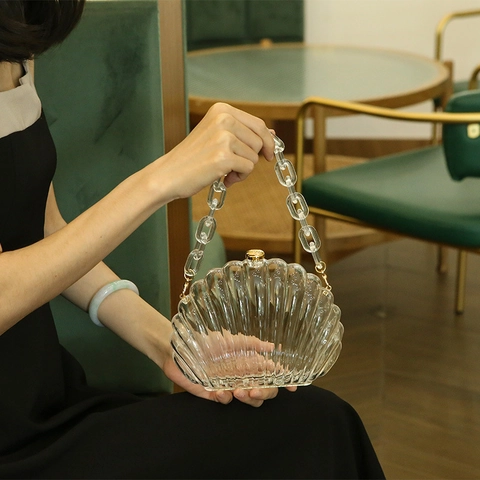 Transparente Shell Acryl Abendtasche Mit Abnehmbarem Kettenriemen Für Damen Party Hochzeit Handtasche Goldener Verschluss