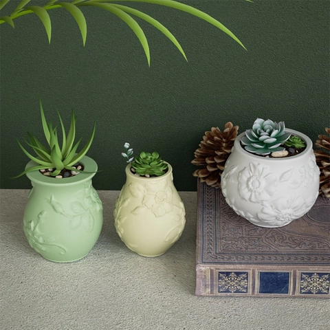 Molde De Silicona DIY Florero Con Relieve Bandeja Fundición Resina Artesanía Maceta Yeso Hormigón Herramienta Manual