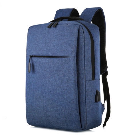 Mode Unisex Nylon Zakelijke Rugzak Met USB-Oplaadpoort Waterdichte Effen Kleur Laptop Reistas Voor Dagelijks Gebruik