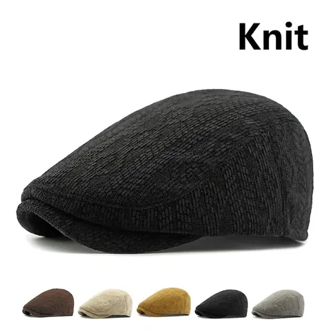 Flat Cap Knitted Textured Ivy Hat Retro British Style Autumn Winter Warm Adjustable Newsboy Beret For Men Women Unisex