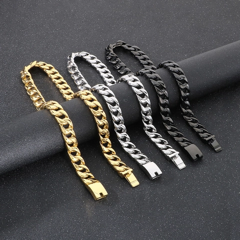 Collar De Cadena Cuban Link Acero Inoxidable Pesado Estilo Hip Hop Punk Joyería De Moda Para Hombre Accesorio