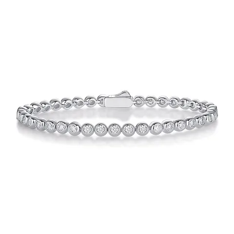 Bracciale Tennis in Argento Sterling 925 con Moissanite per Donna Taglio Rotondo Scintillante Lussuoso Gioielli di Moda Regalo