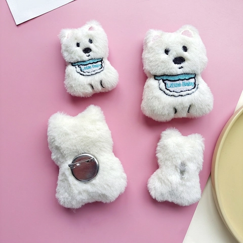 Broche Chien Westie En Peluche Accessoire Animal Dessin Animé Mignon Bavoir Brodé Pour Décoration Sac DIY