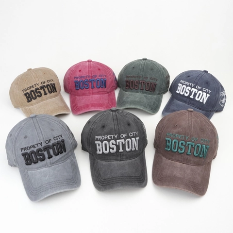 Gorra De Béisbol De Algodón Lavado Vintage Bordado De Boston Protección Solar Exterior Ajustable Sombrero Hip Hop