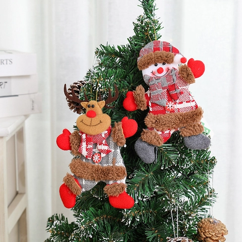 Ornamenti Appesi Di Natale Peluche Babbo Natale Renna Pupazzo Di Neve Orso Bambole In Tessuto Lavorato Maglia Decorazioni