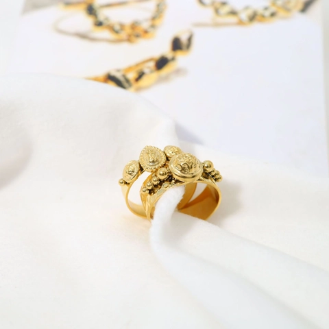 Anello Aperto In Acciaio Inossidabile Vintage Rilievo Moneta Trama Martellata Gioielli Regolabili Per Donna