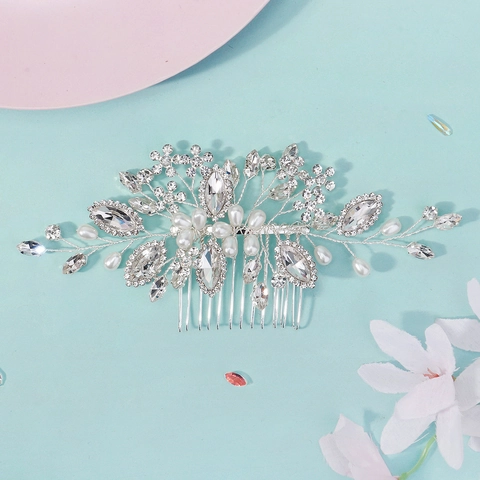 Conjunto Joyas Pelo Novia Flor Diamantes Imitación Aleación Perla Artificial Accesorios Boda Fiesta Mujer Tocado Floral