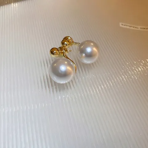 Pendientes De Perlas Artificiales Estilo Francés Vintage Perla Artificial Redonda Con Poste De Plata Aleación Chapada En Oro Para Mujer