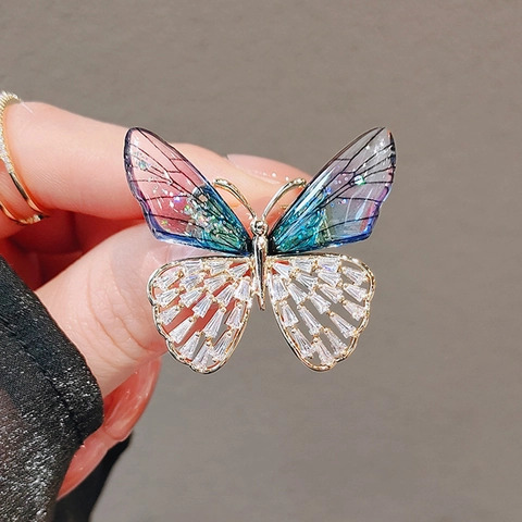 Fashionable Butterfly Dragonfly Flower Brooch Pin For Women Acrylic Alloy Rhinestone Elegant Decorative Jewelry Accessory
