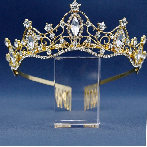 Alloy Rhinestone Crystal Bridal Tiara Crown Hairband With Combs For Wedding Birthday Party Accessories