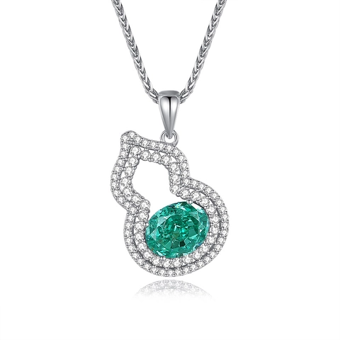 Luxus 925 Sterlingsilber Kalebasse Anhänger Halskette Für Damen Vintage Bunter Edelstein Eingesetzt Wu Lou Eleganter Schmuck