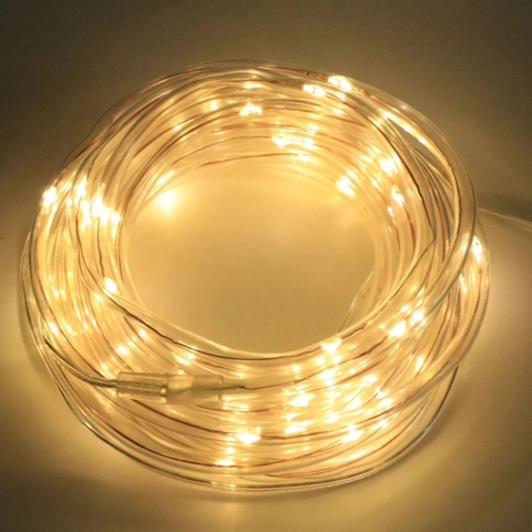 Solar Powered LED Tube String Lights Waterproof IP65 PVC Rope Garden Decor Outdoor Remote Control Lighting Ornament