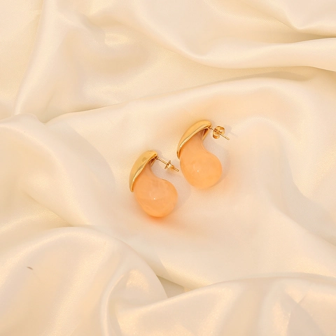 Teardrop Stecker Ohrringe Damen Edelstahl Harz Bunte Macaron Wassertropfen Geometrische Mode Schmuck Geschenk