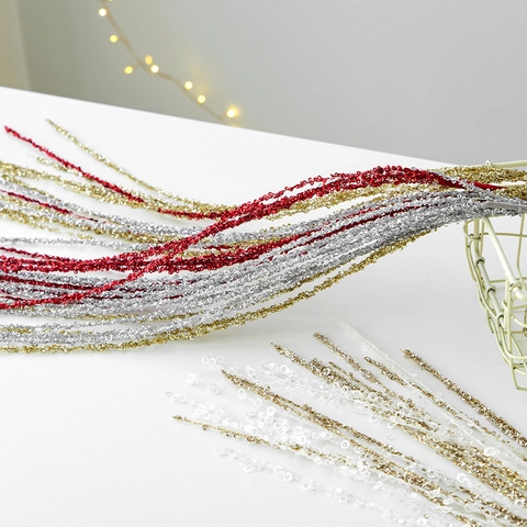 Christmas Sequin Sprig Glitter Branches For Tree Decoration Flower Arrangement Festive Party Decor Ornament
