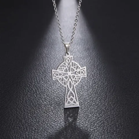 Collar De Cruz Celta Acero Inoxidable Colgante De Nudo Celta Hueco Collar Para Hombres Mujeres Joyas Hip Hop Religiosas