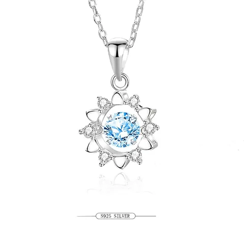 Collar con Colgante de Girasol de Plata de Ley 925 Para Mujer con Piedra Danzante Moissanita Circonia Flor Encanto Joyería Fina Elegante Regalo
