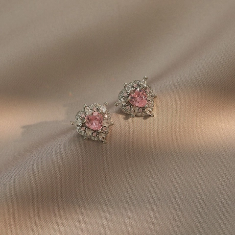 Collana Con Pendente A Cuore Zircone Rosa Acciaio Al Titanio Grappolo Floreale Gioielli Eleganti Lucidi Regalo Per Donne Romantico