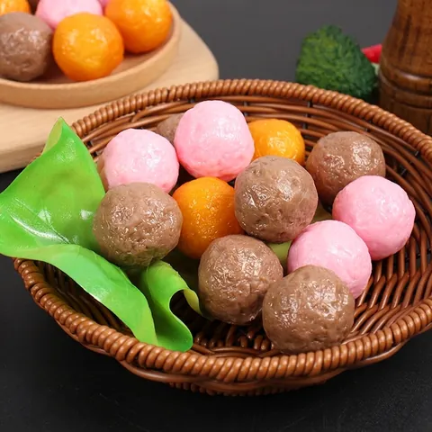 Realistisches Simulations Lebensmittelmodell PVC Fake Beef Shrimp Meatballs Für Restaurant Display Dekor
