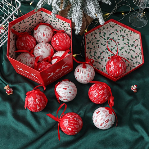 Bolas De Navidad Plástico Estampado Papá Noel Muñeco De Nieve Patrones Cinta Decorativa Caja Regalo Fiesta